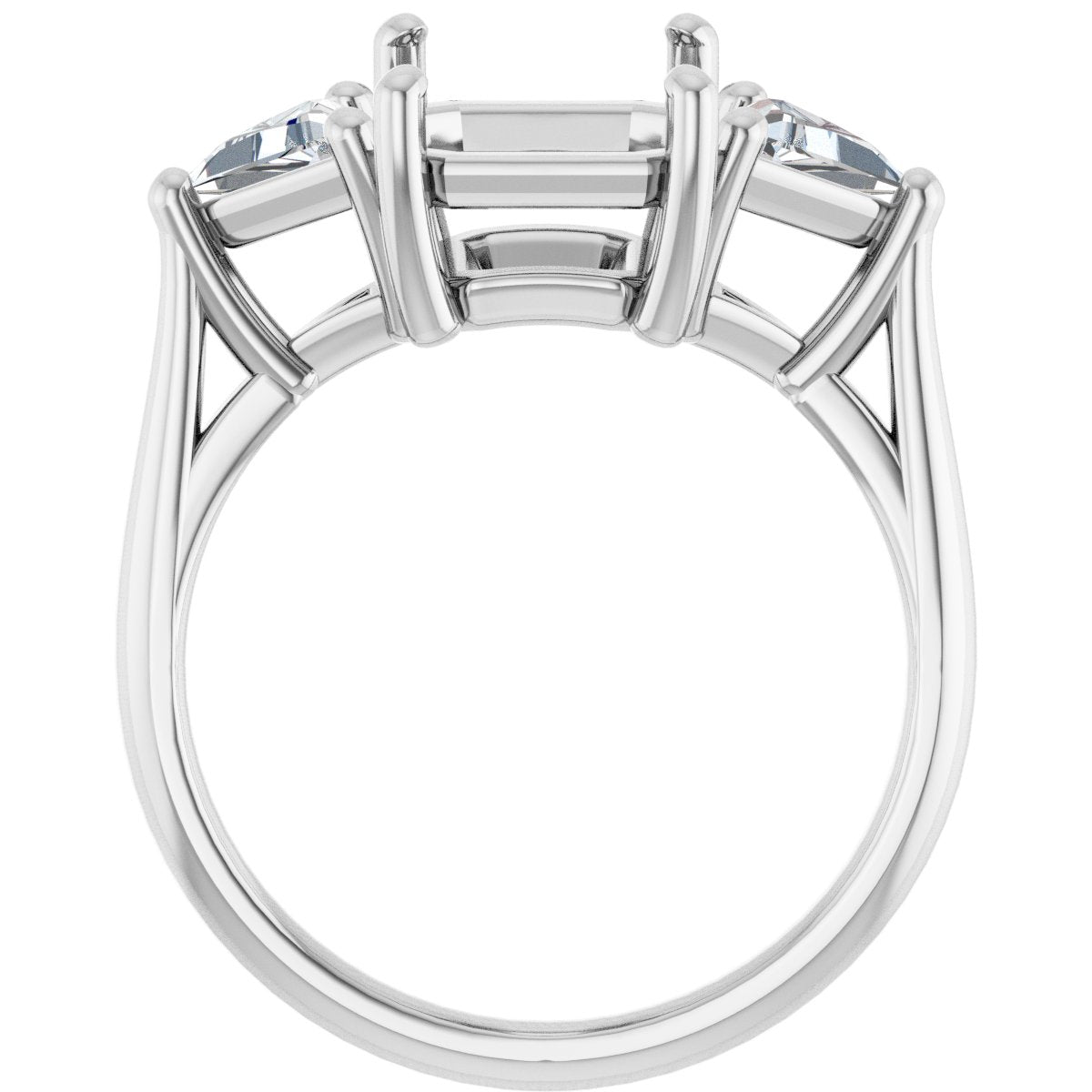 Emerald Three-Stone Engagement Ring Semi-Mount - gallery - Series 122119