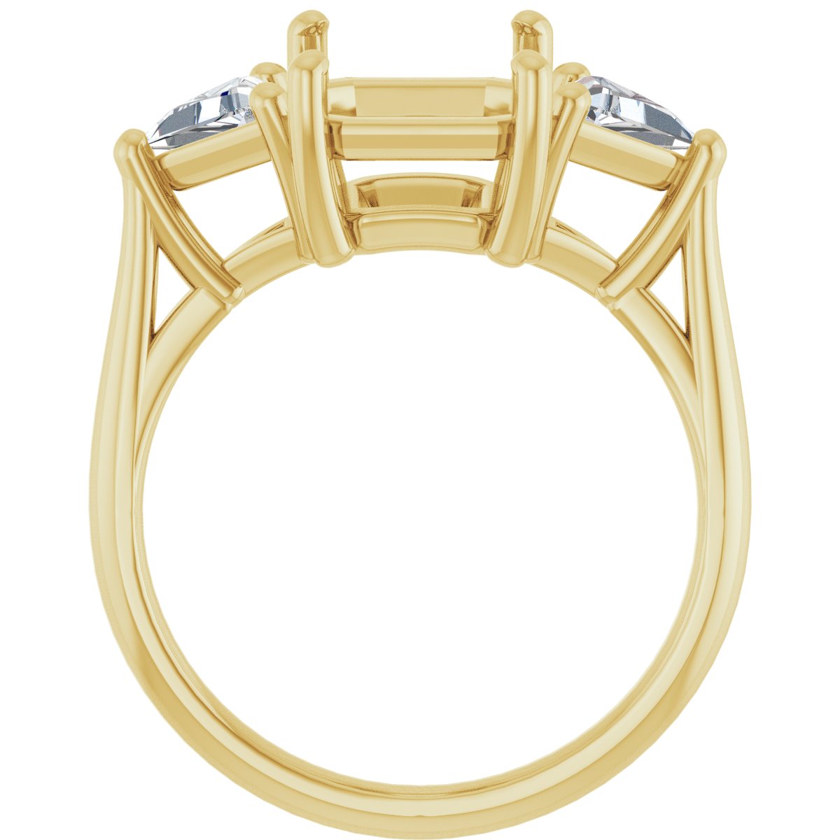 Emerald Three-Stone Engagement Ring Semi-Mount - gallery - Series 122119