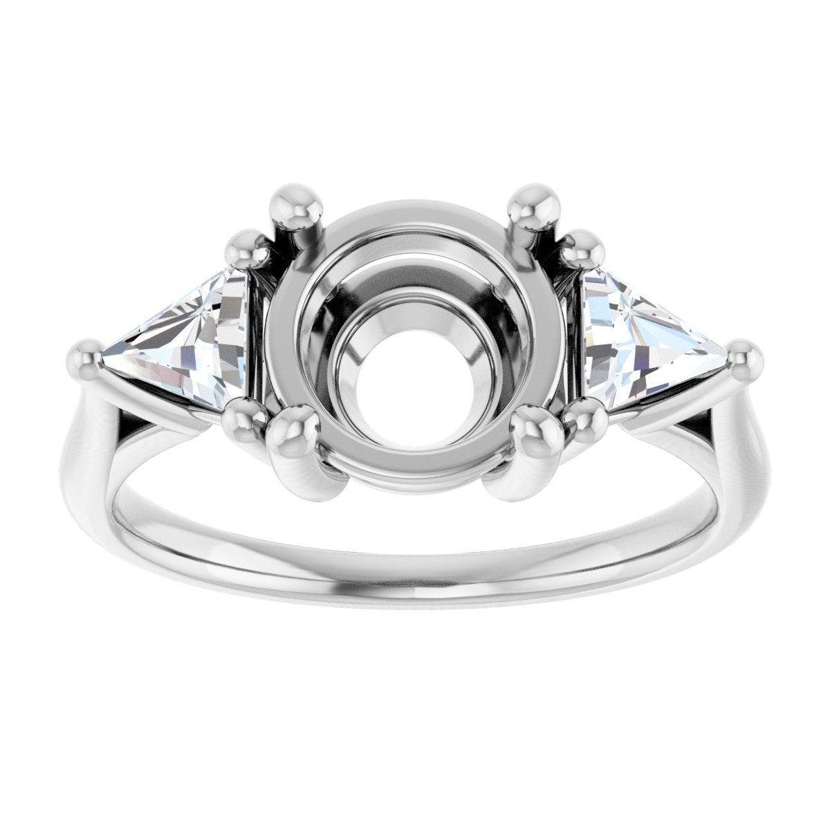 Round Three-Stone Engagement Ring Semi-Mount - gallery - Series 122119