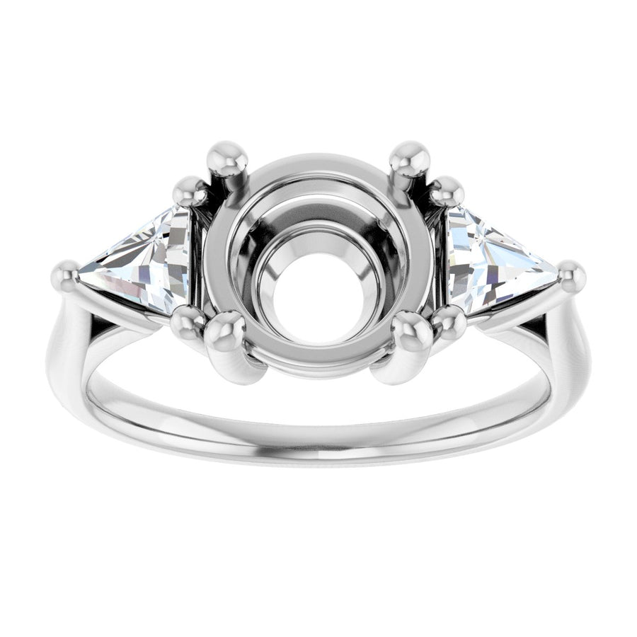 Round Three-Stone Engagement Ring Semi-Mount - gallery - Series 122119