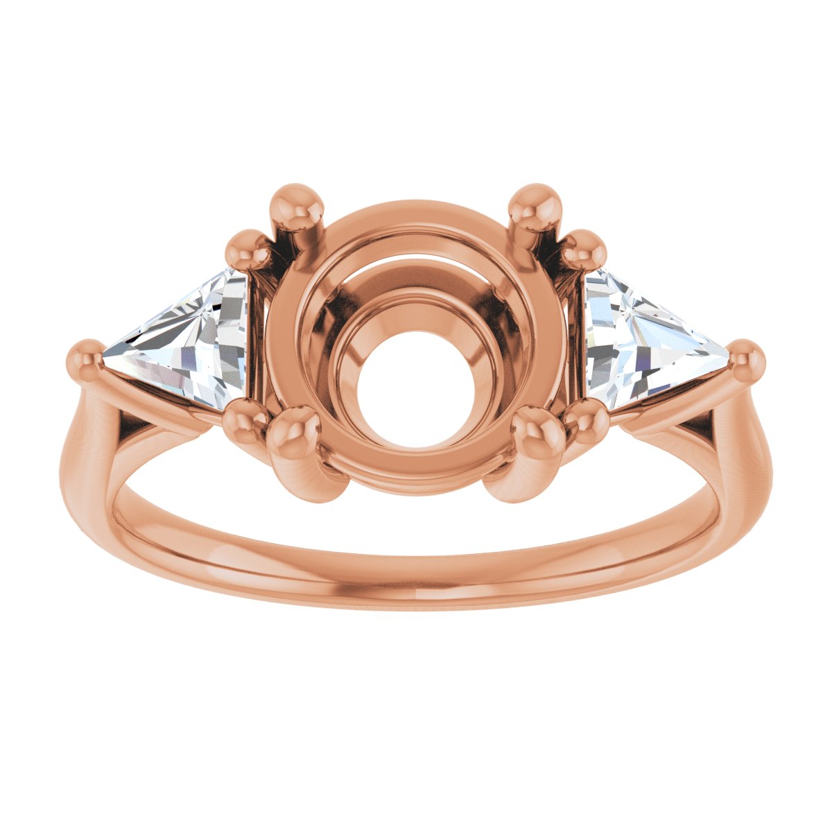 Round Three-Stone Engagement Ring Semi-Mount - gallery - Series 122119