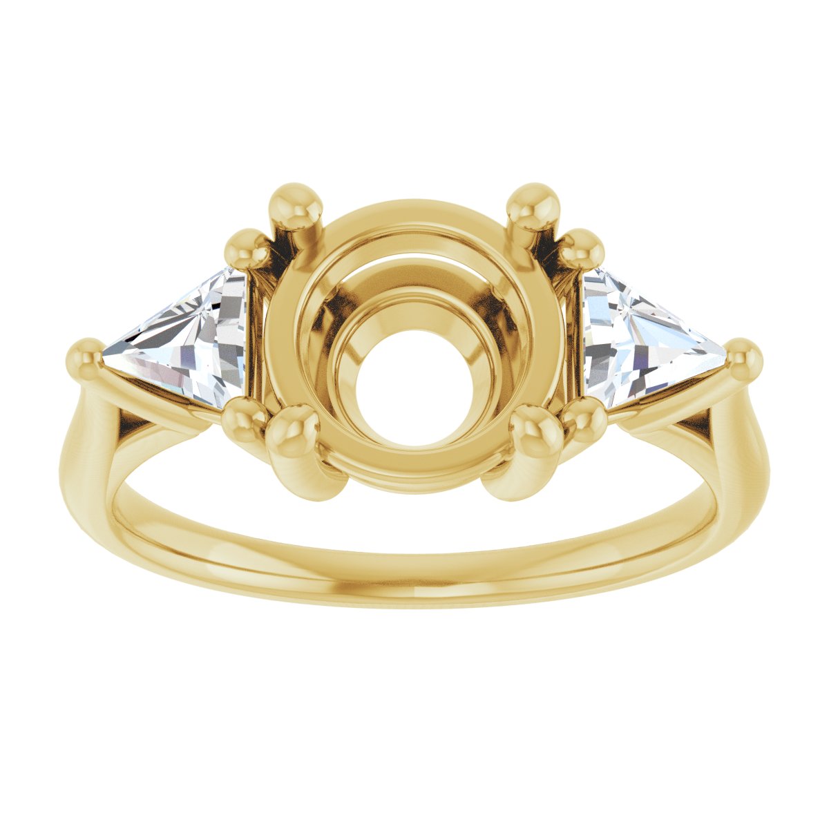 Round Three-Stone Engagement Ring Semi-Mount - gallery - Series 122119