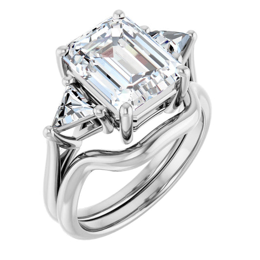 Emerald Three-Stone Engagement Ring Semi-Mount - gallery - Series 122119