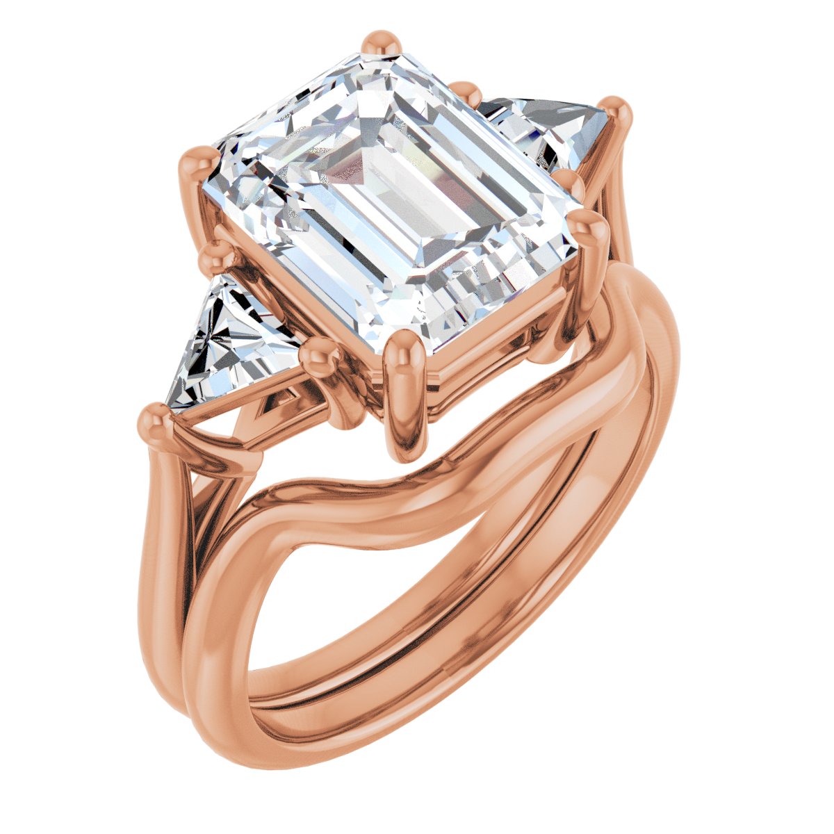Emerald Three-Stone Engagement Ring Semi-Mount - gallery - Series 122119