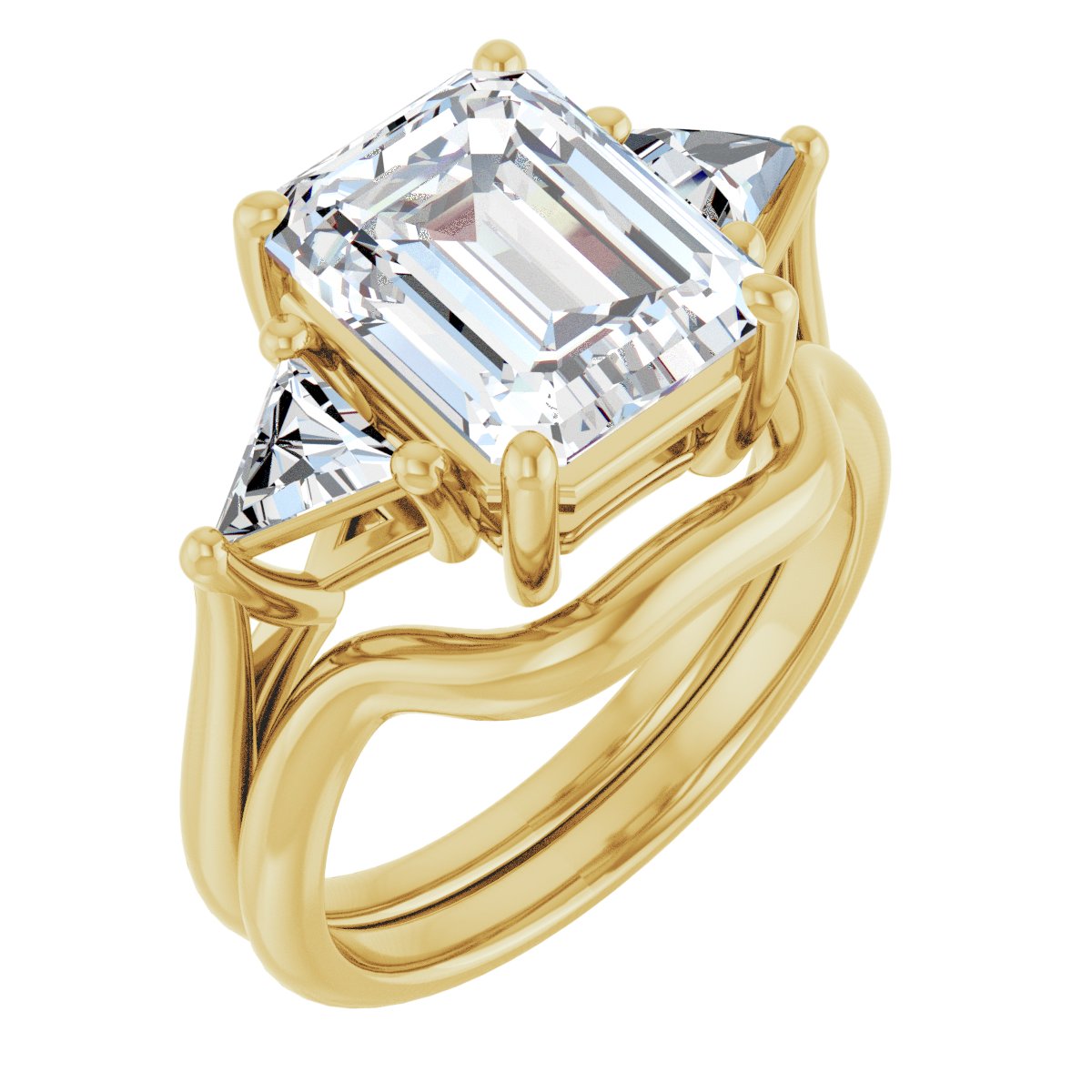 Emerald Three-Stone Engagement Ring Semi-Mount - gallery - Series 122119