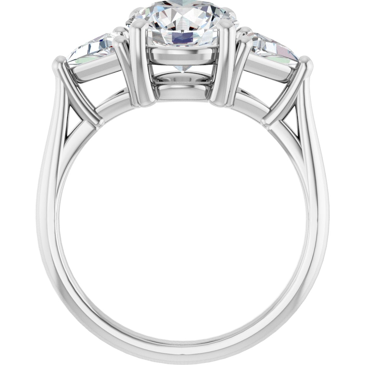 Round Three-Stone Engagement Ring Semi-Mount - gallery - Series 122119
