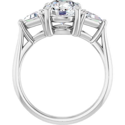 Round Three-Stone Engagement Ring Semi-Mount - gallery - Series 122119