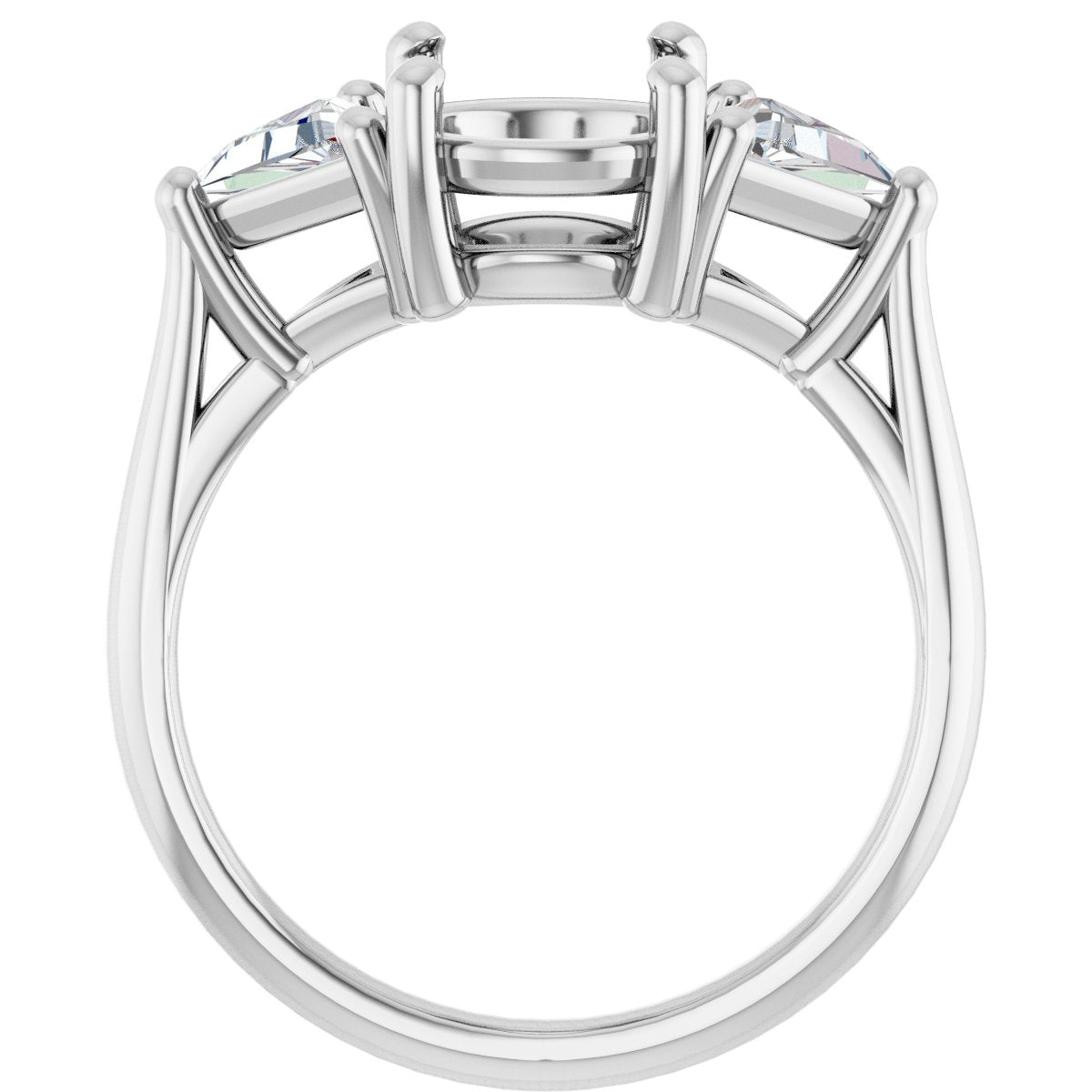 Round Three-Stone Engagement Ring Semi-Mount - gallery - Series 122119