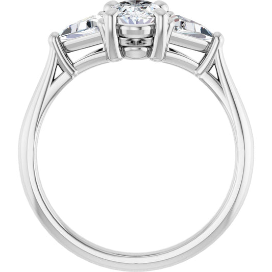 Oval Three-Stone Engagement Ring Semi-Mount - gallery - Series 122119