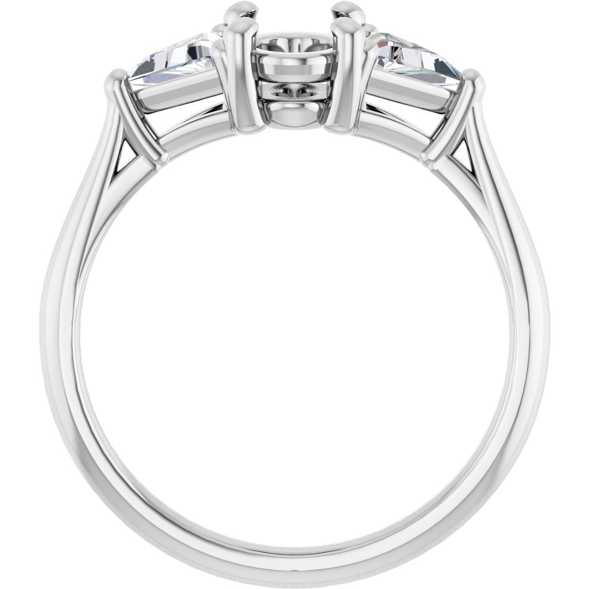 Oval Three-Stone Engagement Ring Semi-Mount - gallery - Series 122119