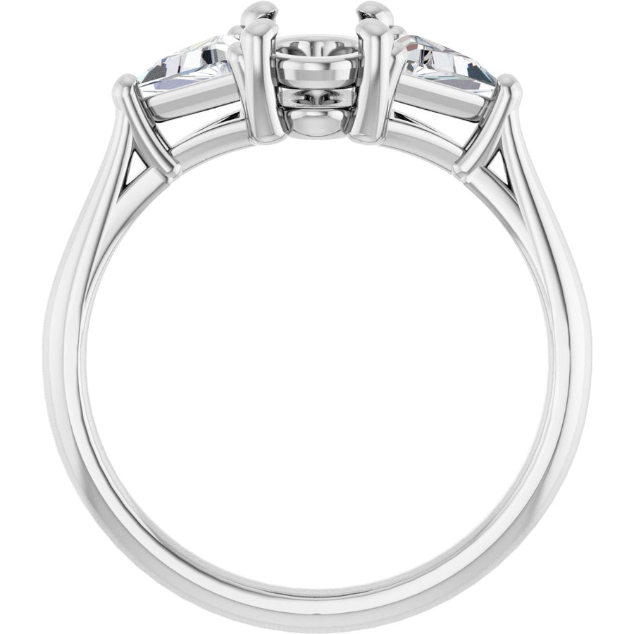 Oval Three-Stone Engagement Ring Semi-Mount - gallery - Series 122119