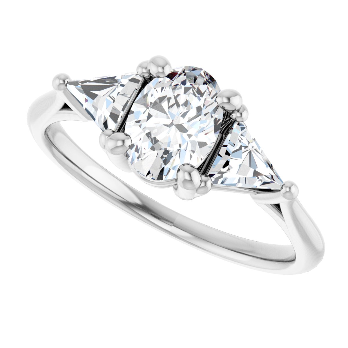 Oval Three-Stone Engagement Ring Semi-Mount - gallery - Series 122119