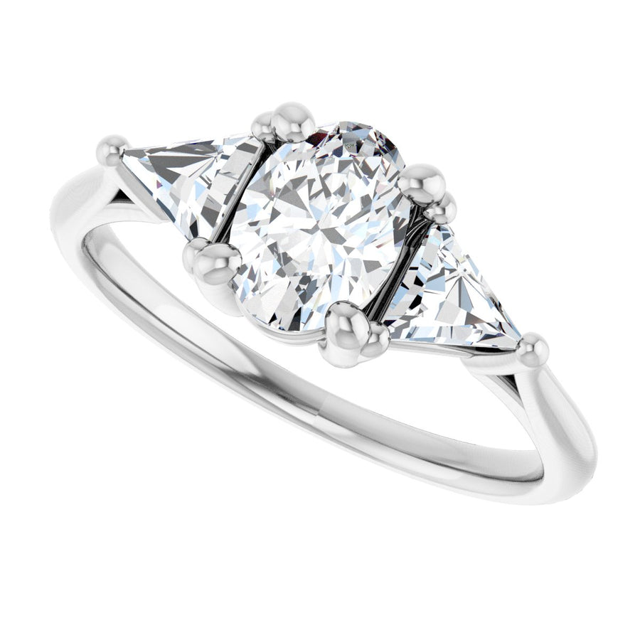 Oval Three-Stone Engagement Ring Semi-Mount - gallery - Series 122119