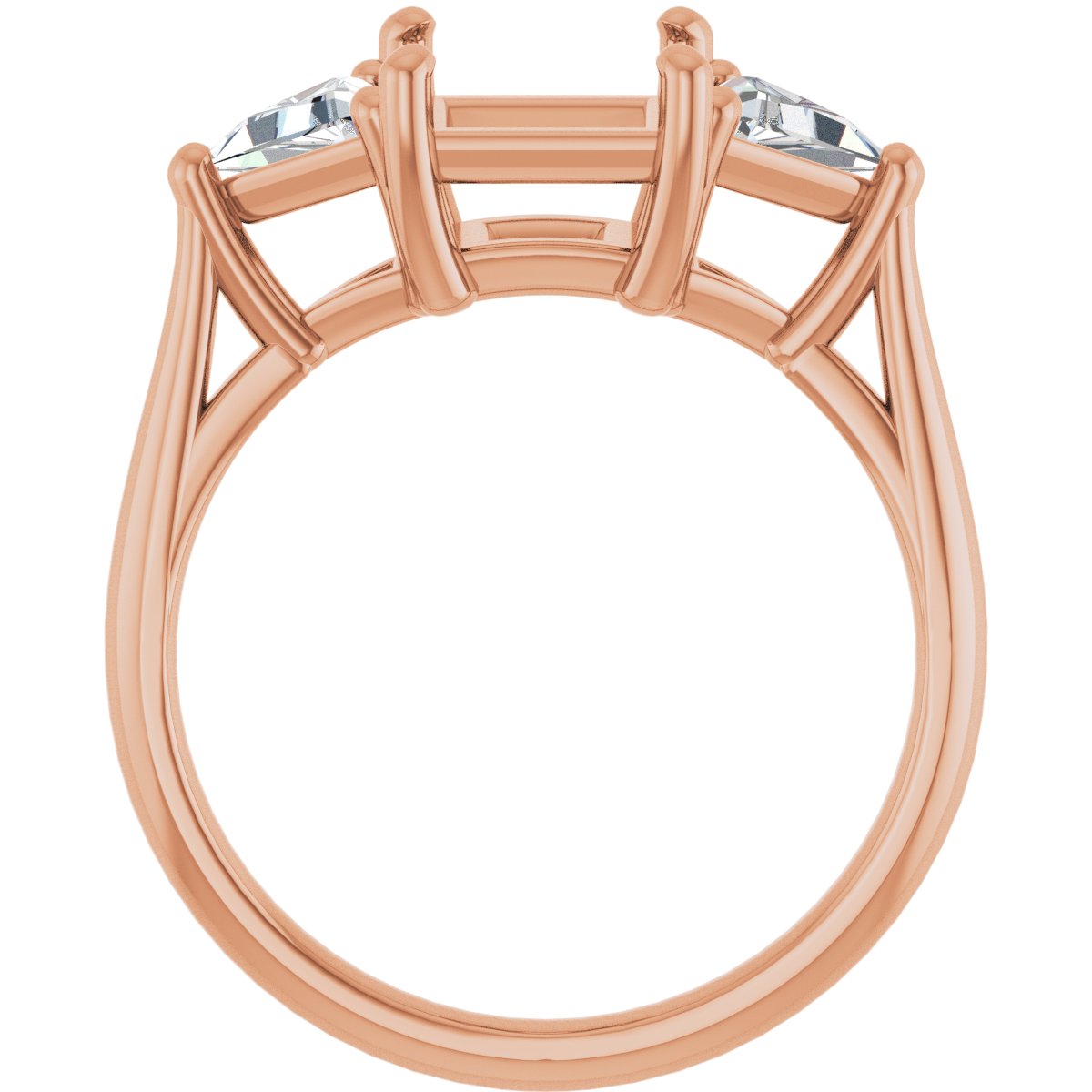 Square Three-Stone Engagement Ring Semi-Mount - gallery - Series 122119