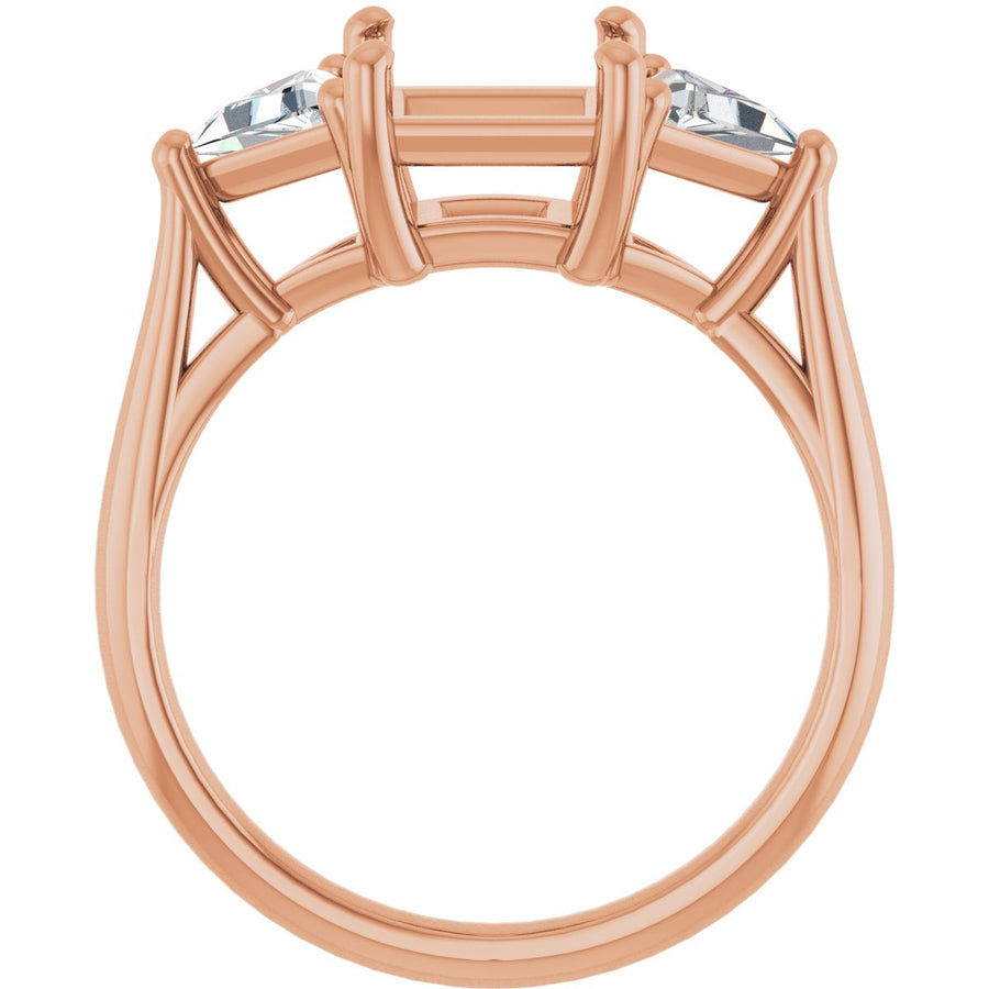 Square Three-Stone Engagement Ring Semi-Mount - gallery - Series 122119