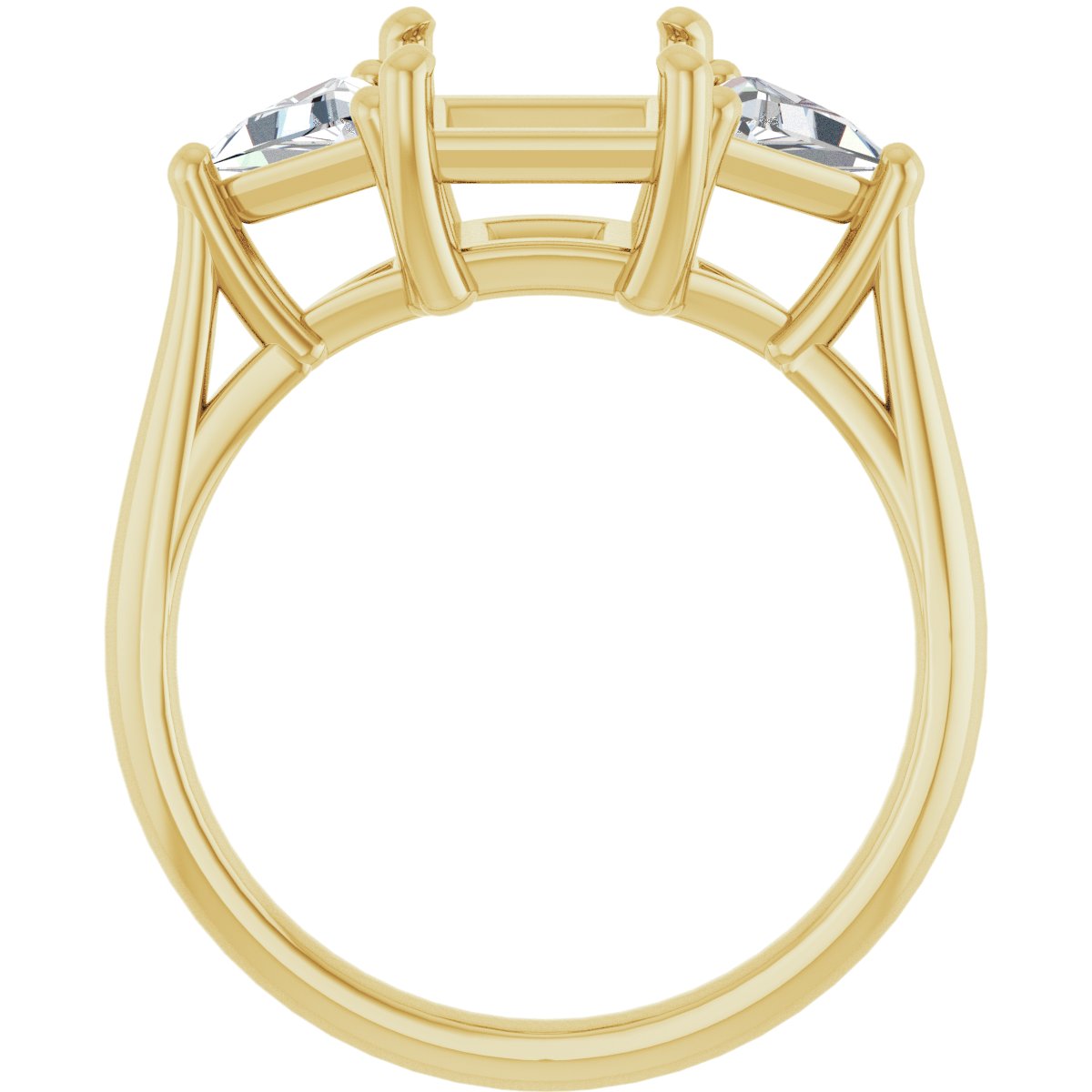 Square Three-Stone Engagement Ring Semi-Mount - gallery - Series 122119