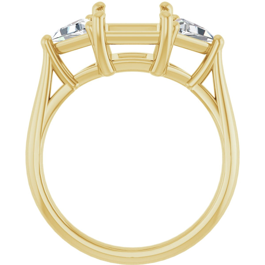 Square Three-Stone Engagement Ring Semi-Mount - gallery - Series 122119