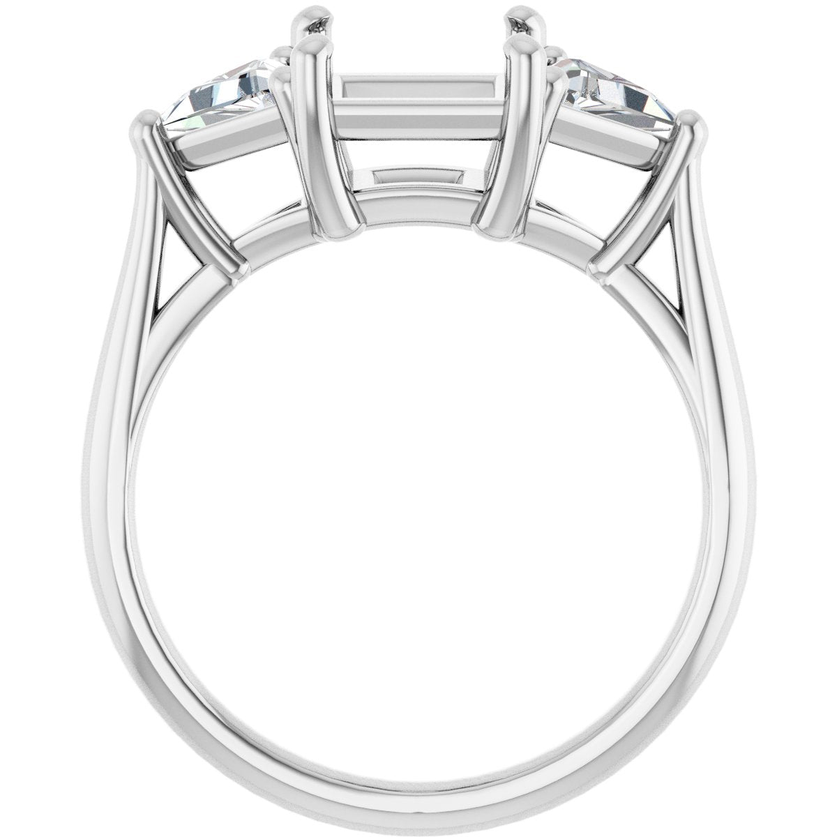 Square Three-Stone Engagement Ring Semi-Mount - gallery - Series 122119