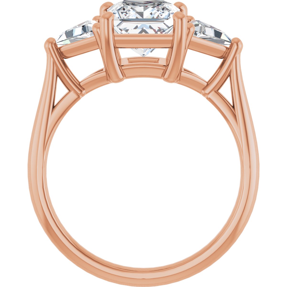 Square Three-Stone Engagement Ring Semi-Mount - gallery - Series 122119