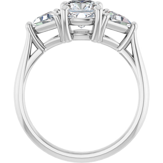 Cushion Three-Stone Engagement Ring Semi-Mount - gallery - Series 122119