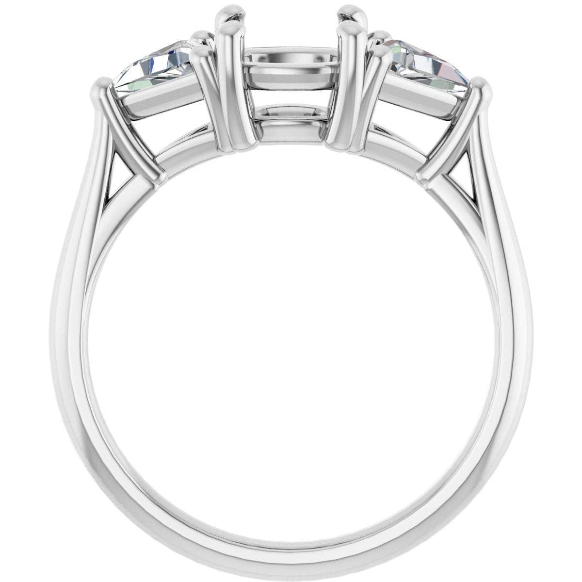 Cushion Three-Stone Engagement Ring Semi-Mount - gallery - Series 122119