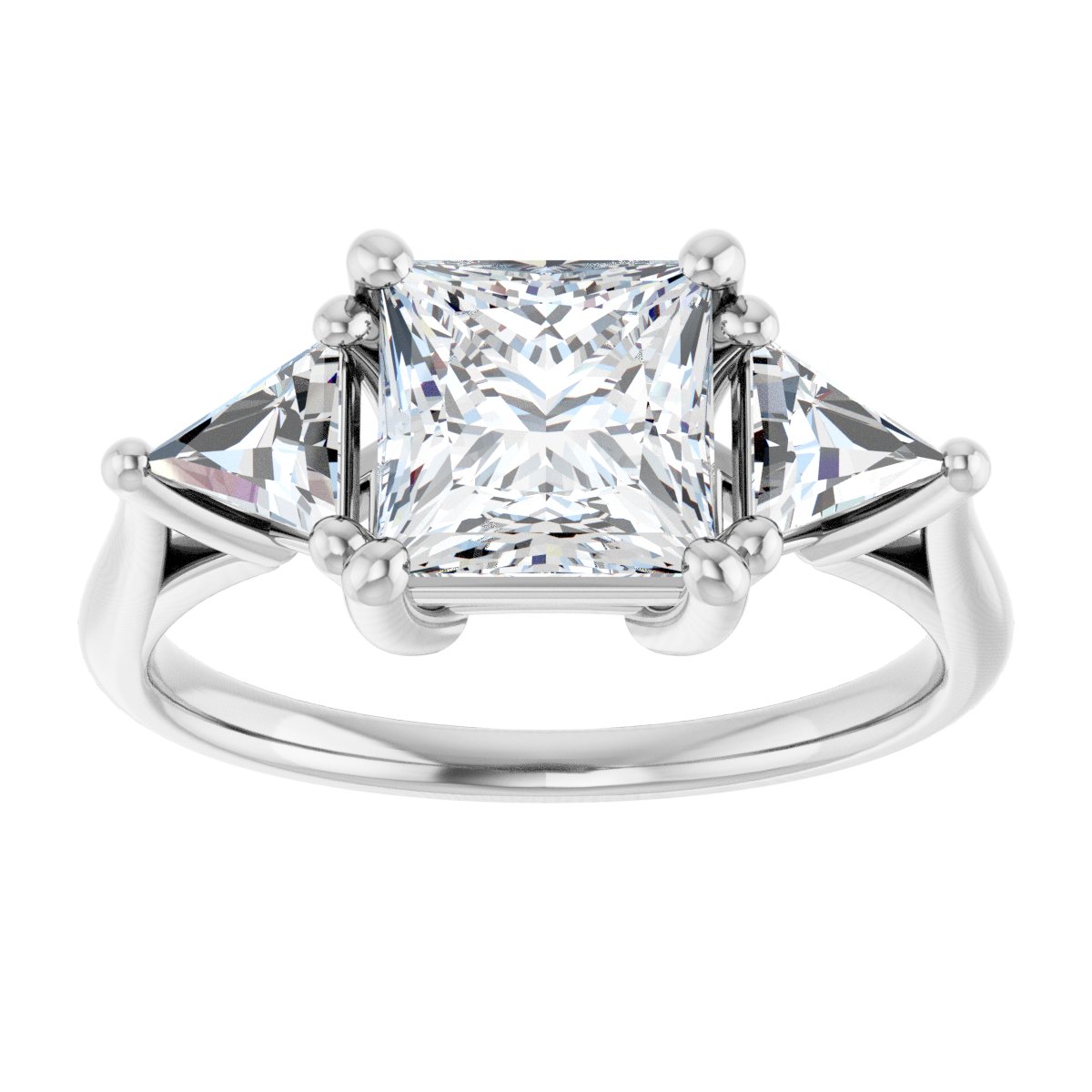 Square Three-Stone Engagement Ring Semi-Mount - gallery - Series 122119