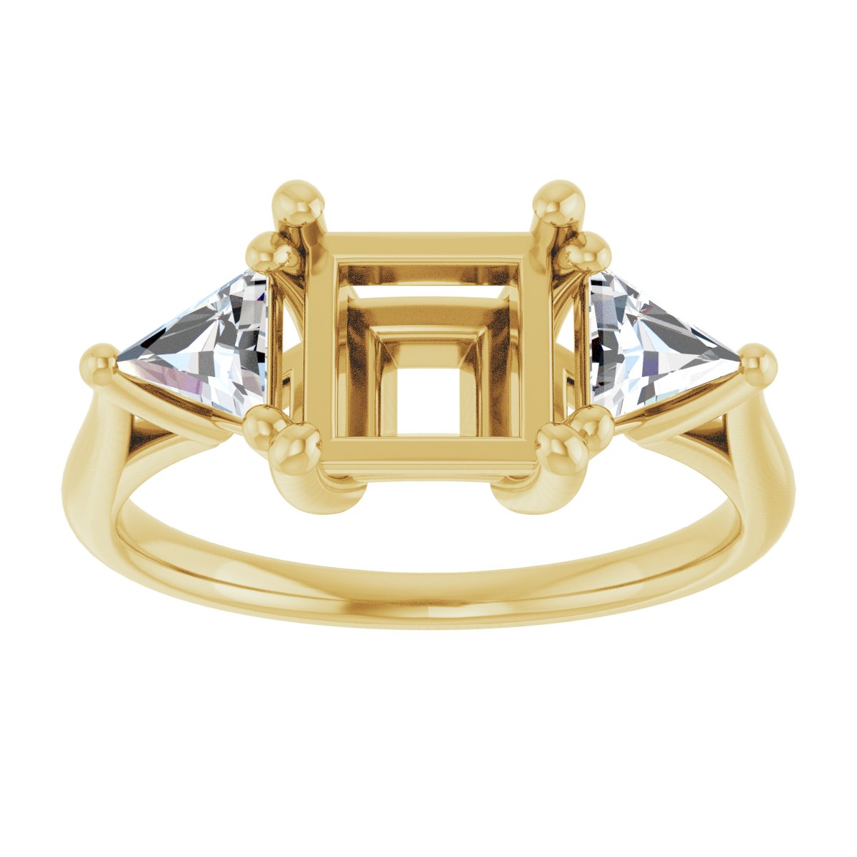 Square Three-Stone Engagement Ring Semi-Mount - gallery - Series 122119
