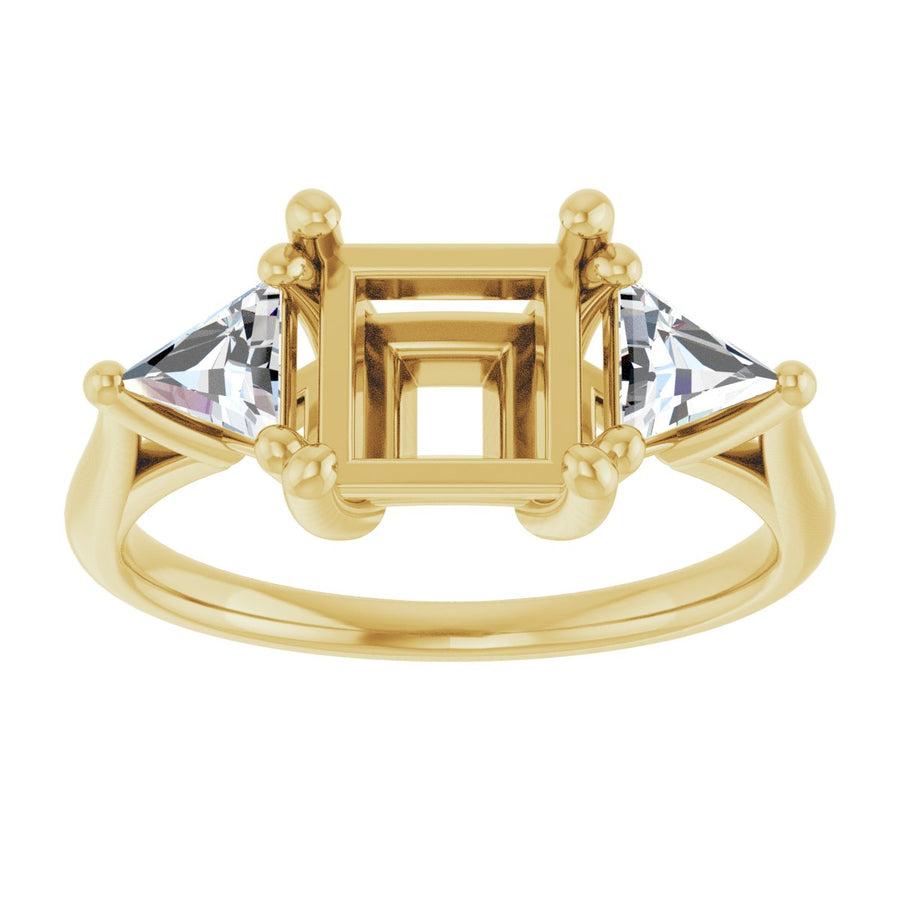 Square Three-Stone Engagement Ring Semi-Mount - gallery - Series 122119
