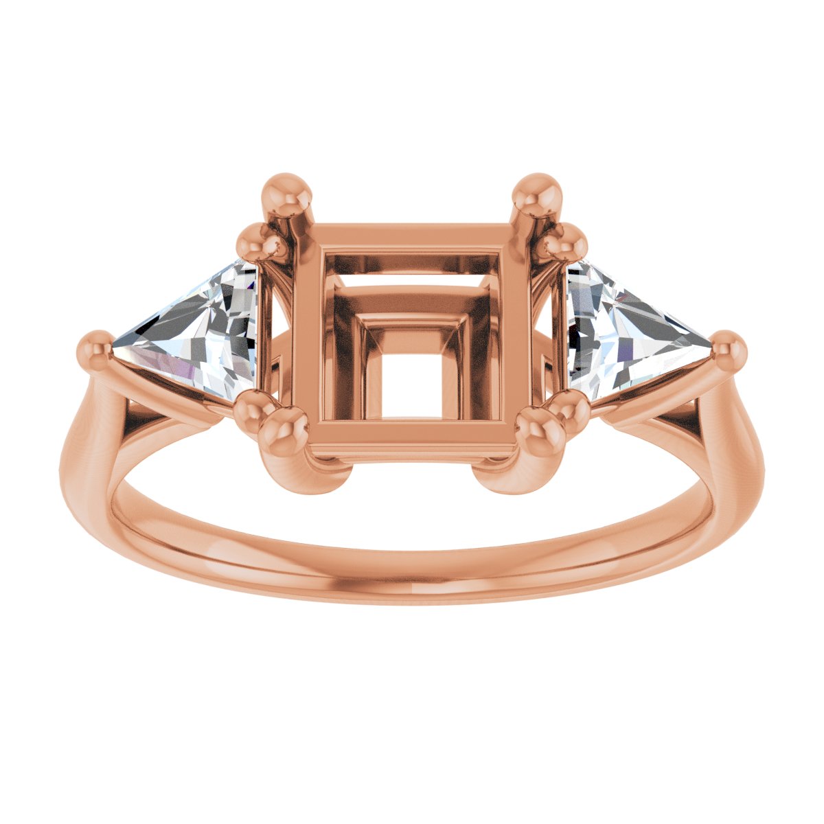 Square Three-Stone Engagement Ring Semi-Mount - gallery - Series 122119