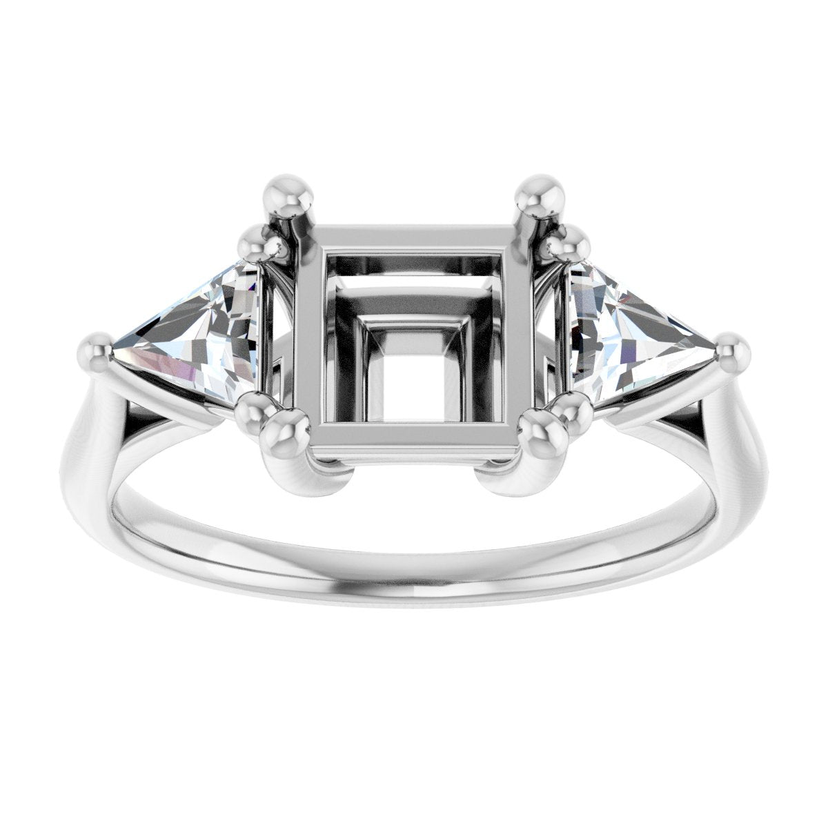 Square Three-Stone Engagement Ring Semi-Mount - gallery - Series 122119