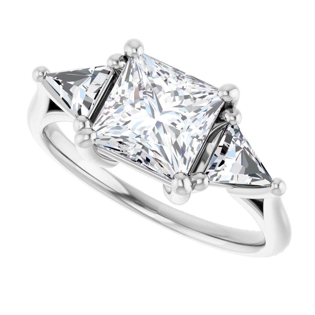 Square Three-Stone Engagement Ring Semi-Mount - gallery - Series 122119