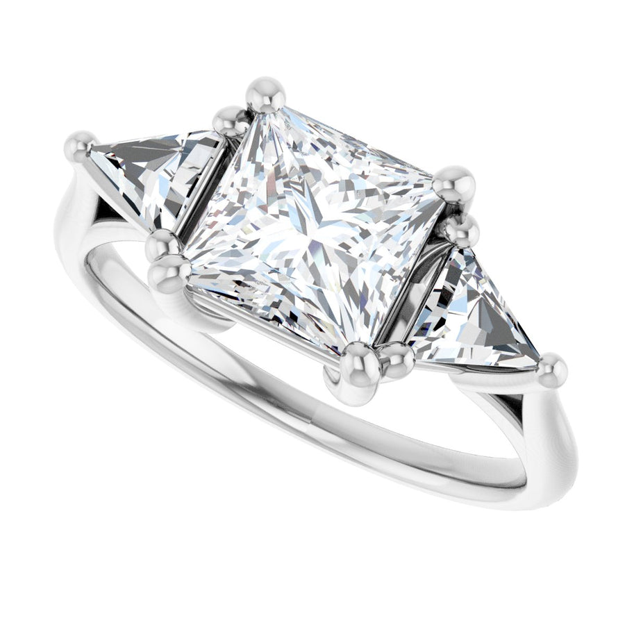 Square Three-Stone Engagement Ring Semi-Mount - gallery - Series 122119