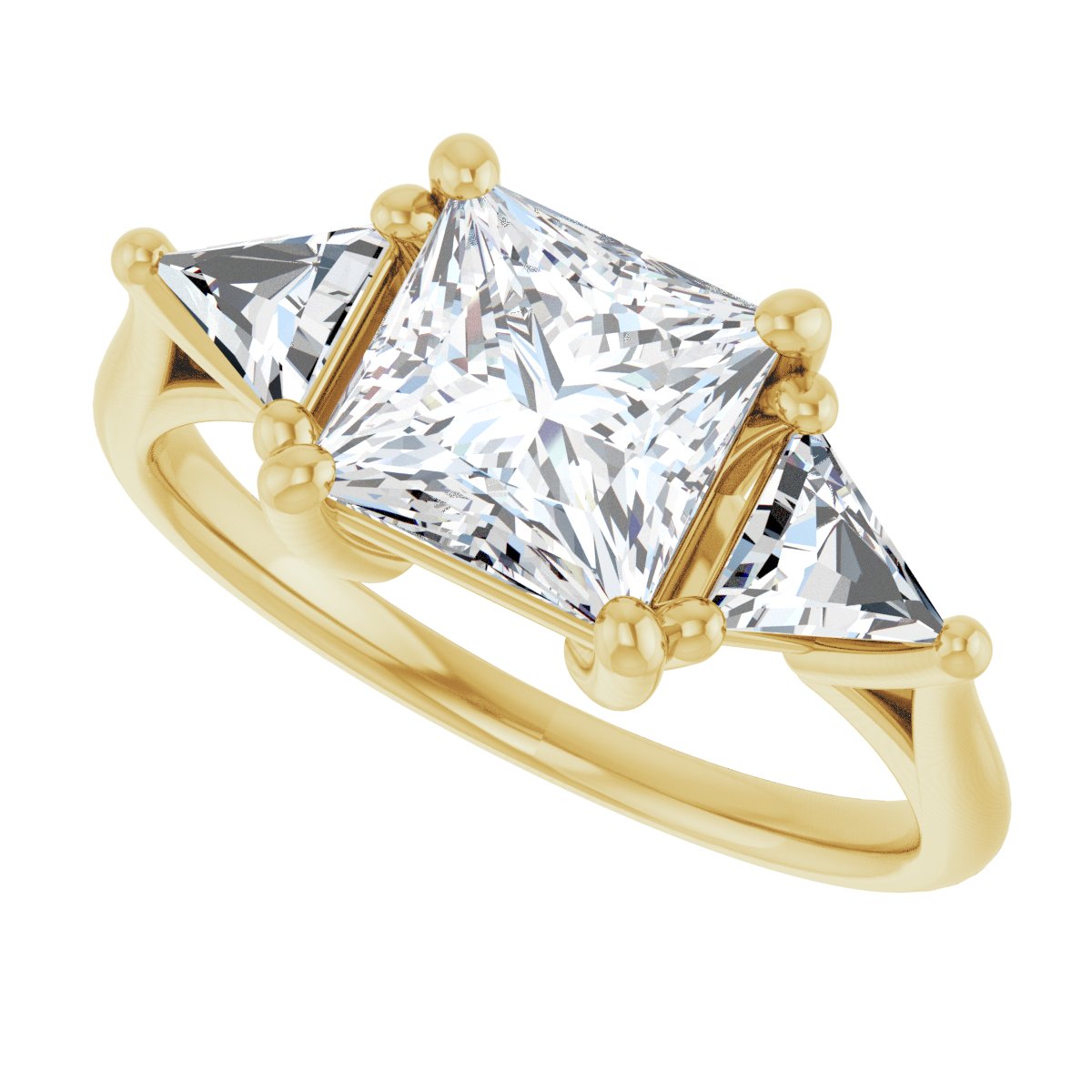 Square Three-Stone Engagement Ring Semi-Mount - gallery - Series 122119