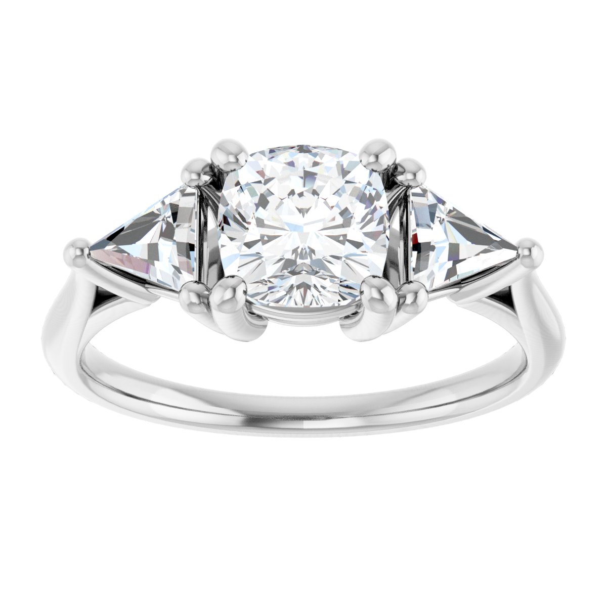 Cushion Three-Stone Engagement Ring Semi-Mount - gallery - Series 122119
