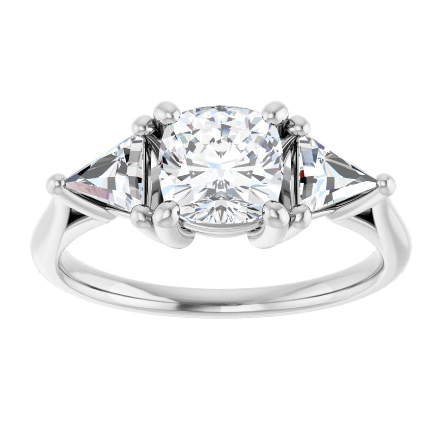 Cushion Three-Stone Engagement Ring Semi-Mount - gallery - Series 122119