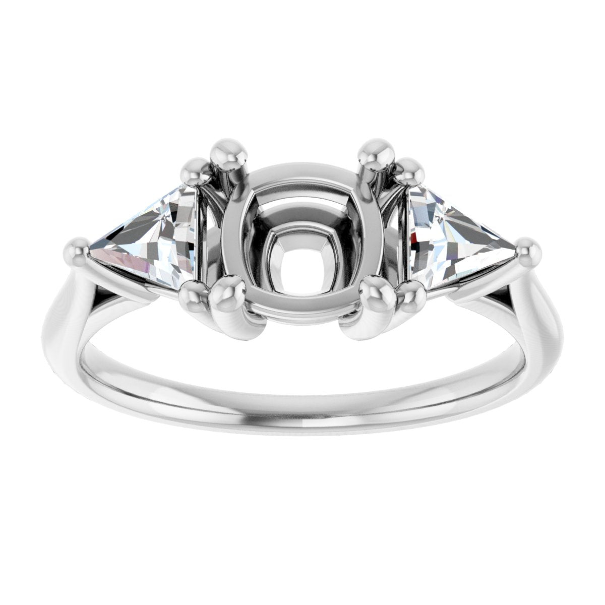 Cushion Three-Stone Engagement Ring Semi-Mount - gallery - Series 122119