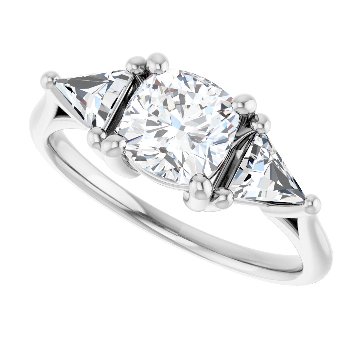 Cushion Three-Stone Engagement Ring Semi-Mount - gallery - Series 122119