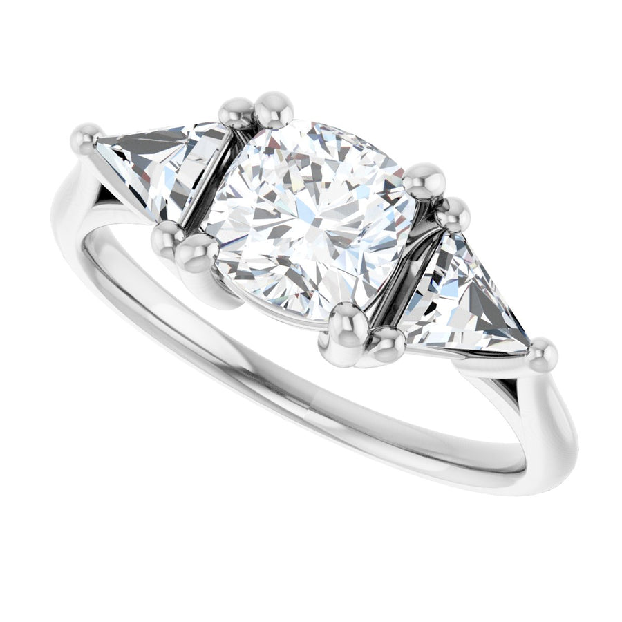 Cushion Three-Stone Engagement Ring Semi-Mount - gallery - Series 122119