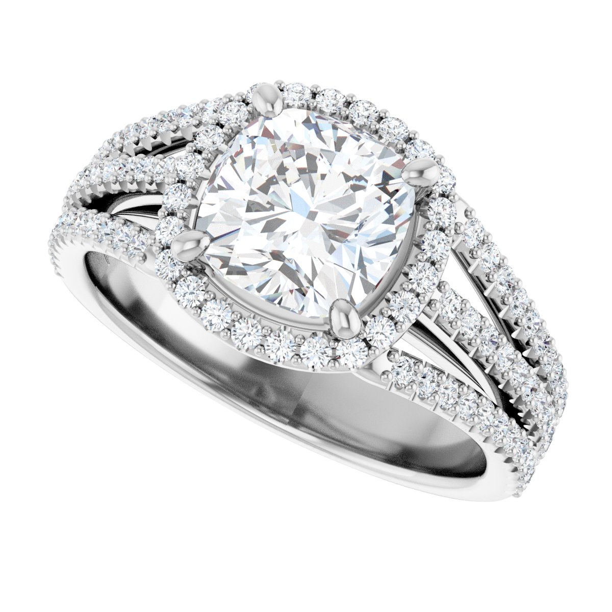 Cushion Halo-Style Engagement Ring Semi-Mount - gallery - Series 123567