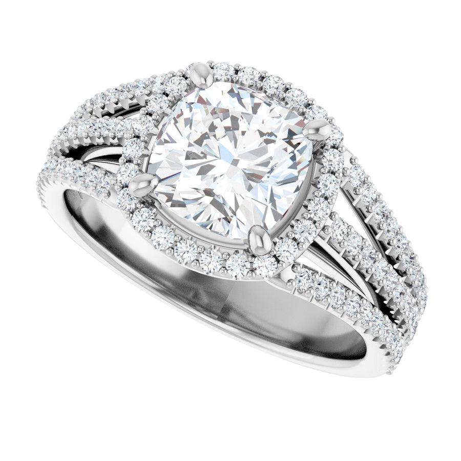 Cushion Halo-Style Engagement Ring Semi-Mount - gallery - Series 123567