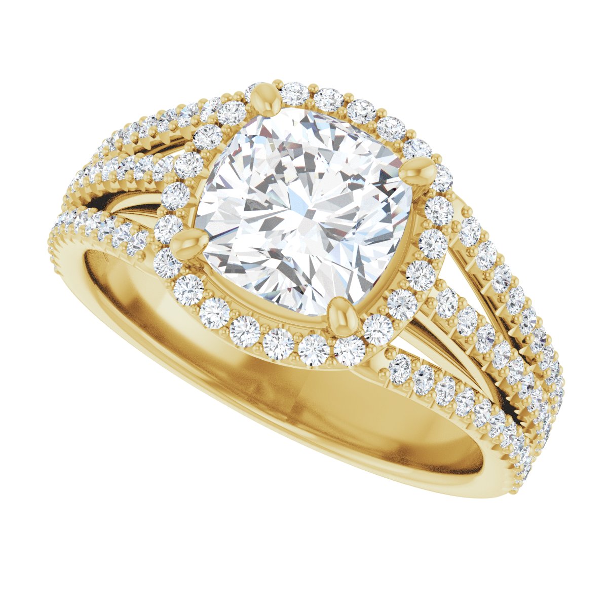 Cushion Halo-Style Engagement Ring Semi-Mount - gallery - Series 123567