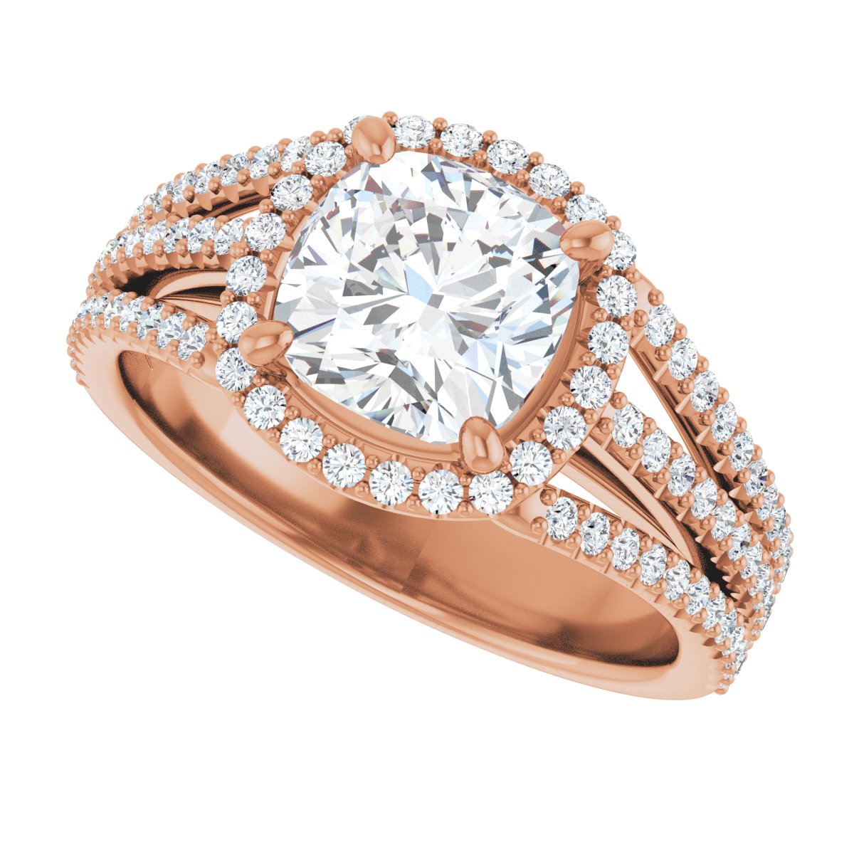 Cushion Halo-Style Engagement Ring Semi-Mount - gallery - Series 123567