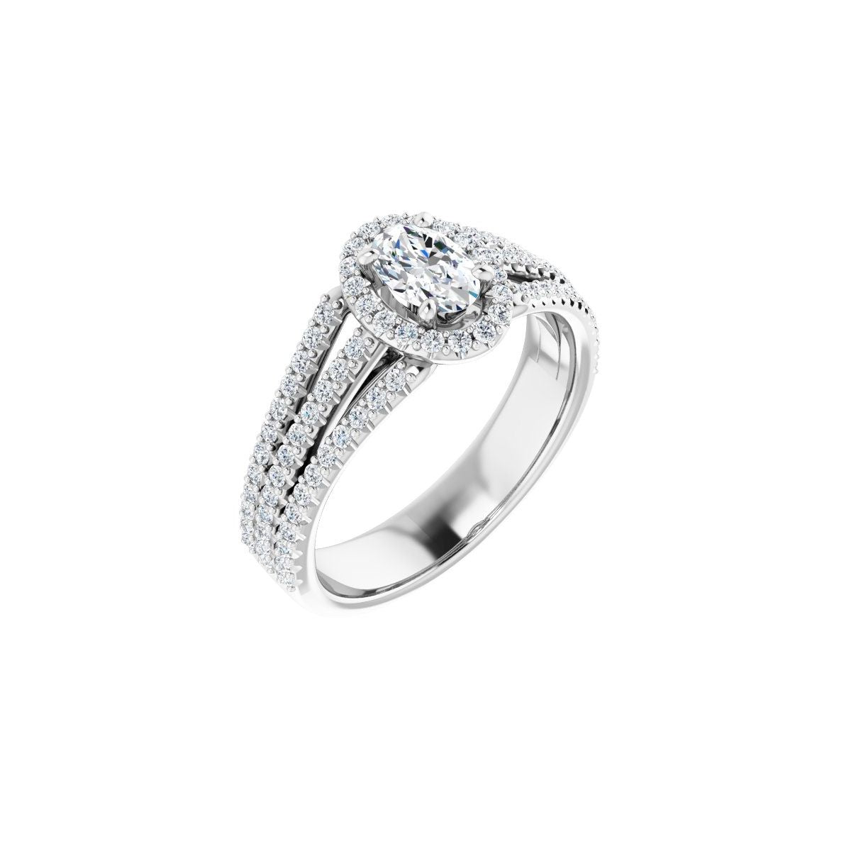 Natural Diamond Oval Halo-Style Engagement Ring Semi-Mount - Platinum - Series 123567