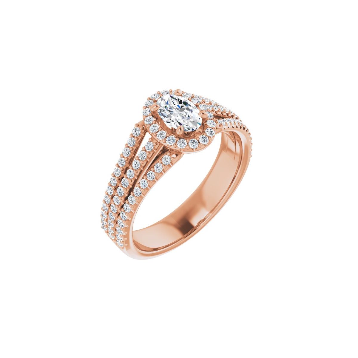 Natural Diamond Oval Halo-Style Engagement Ring Semi-Mount - 14K Rose Gold - Series 123567