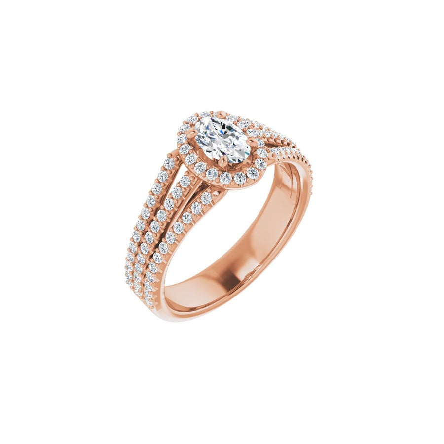 Natural Diamond Oval Halo-Style Engagement Ring Semi-Mount - 14K Rose Gold - Series 123567