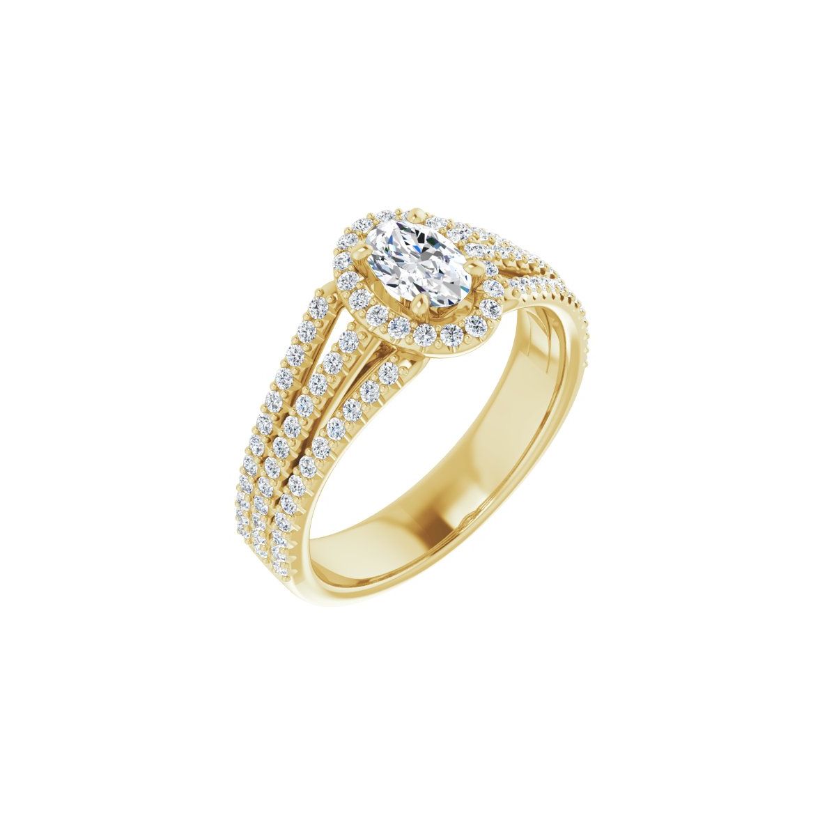 Natural Diamond Oval Halo-Style Engagement Ring Semi-Mount - 14K Yellow Gold - Series 123567