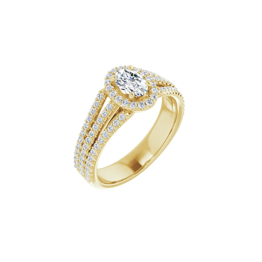Natural Diamond Oval Halo-Style Engagement Ring Semi-Mount - 14K Yellow Gold - Series 123567