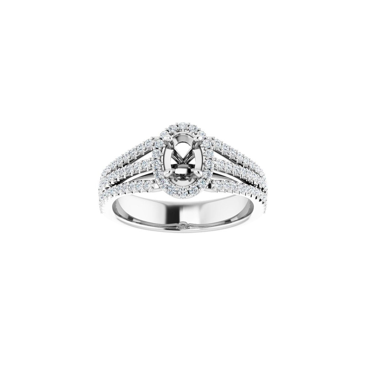 Oval Halo-Style Engagement Ring Semi-Mount - gallery - Series 123567