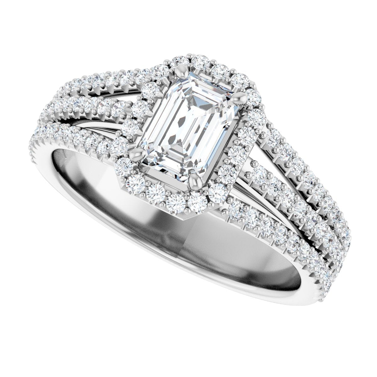 Emerald Halo-Style Engagement Ring Semi-Mount - gallery - Series 123567