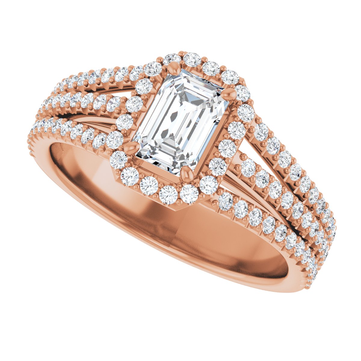Emerald Halo-Style Engagement Ring Semi-Mount - gallery - Series 123567